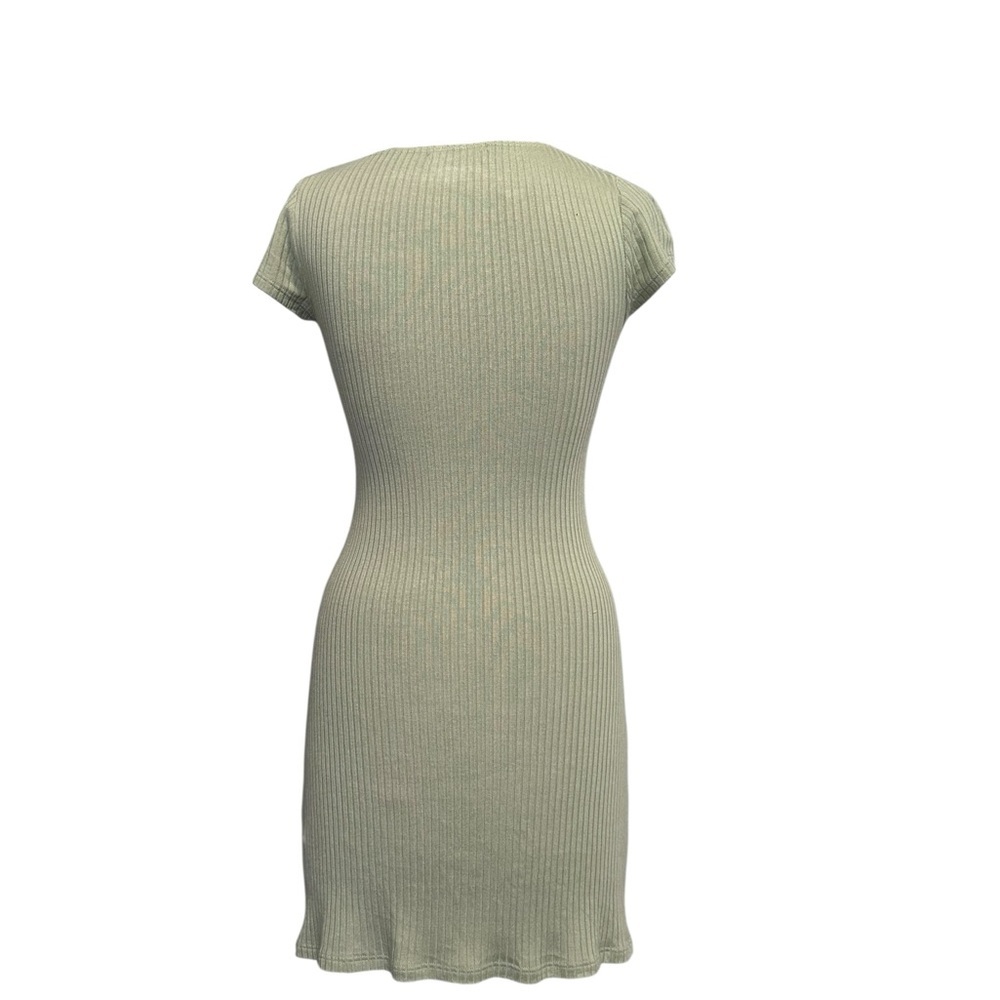 Reformation Pale Lime Ribbed Mini Dress - Picture 3 of 7